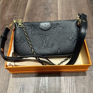 Replica Black Leather Crossbody Bag